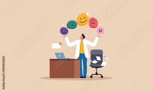 Emotional Balance Concept, Managing Positive and Negative Feelings