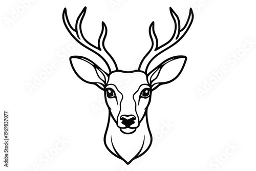 head of deer silhouette line art vector illustration with a white background