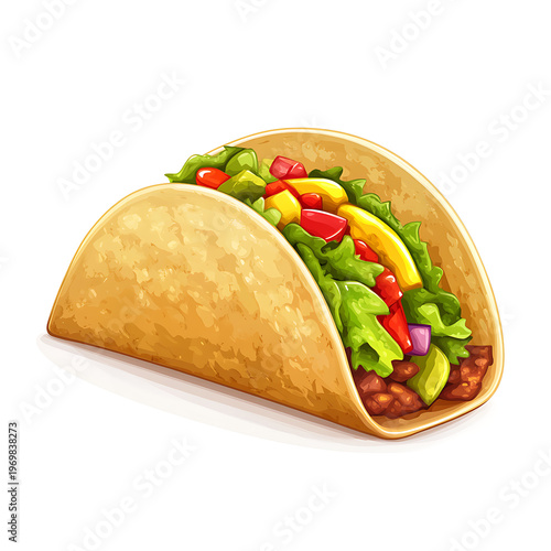 Traditional Mexican Taco Vector Isolated Illustration