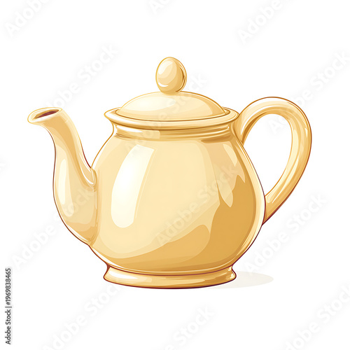 Elegant Teapot Vector Illustration Isolated White