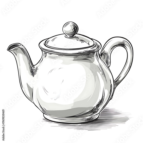 Elegant Teapot Vector Design Isolated White