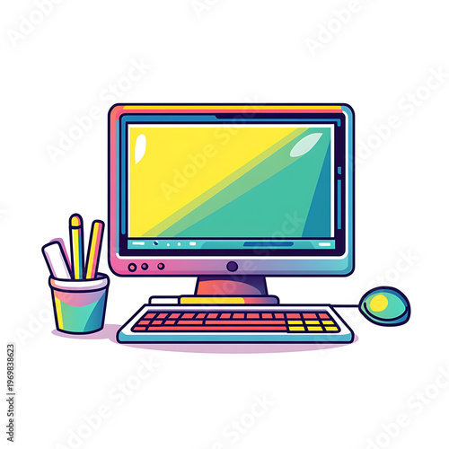 Vibrant Computer Icon Design Illustration