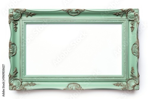 Mint green frame rectangle white background architecture.