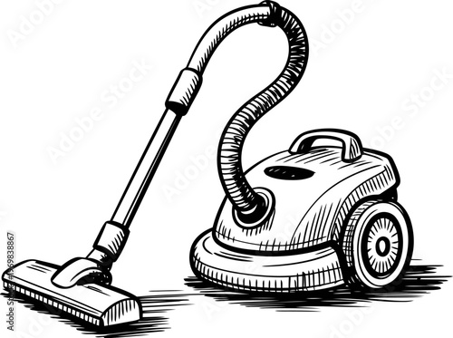 vacuum cleaner with hose and wheels for household cleaning and dust removal