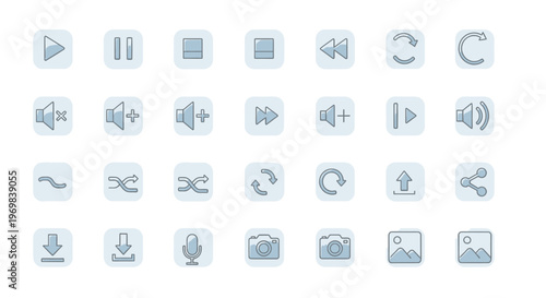 Media player icons set. Multimedia control buttons.