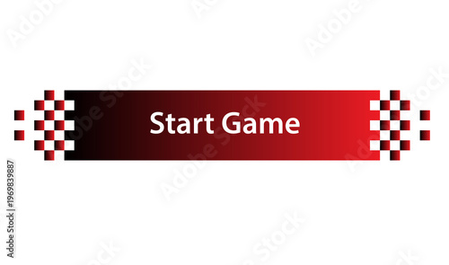 Obraz na płótnie Red start game button with racing flag modern UI design