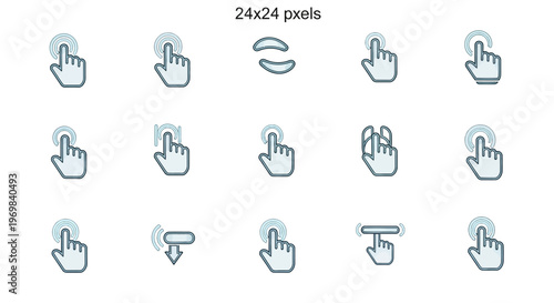 Touch gestures icons set. Hand tapping, swiping signs