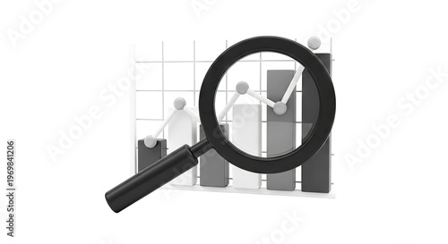 Magnifying Glass Over Bar Chart
