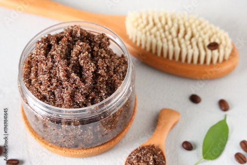 Jar of coffee body scrub wi...