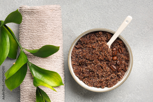 Bowl of coffee body scrub w...