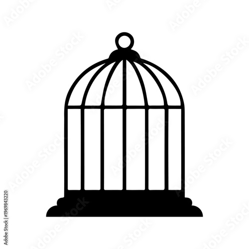 Black Birdcage Silhouette Icon.