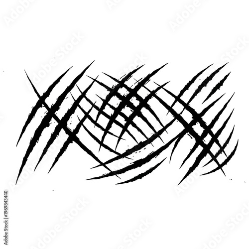 Dynamic vector illustration featuring a pattern of aggressive black claw marks or grunge slashes, perfect for adding a raw, distressed texture to designs.