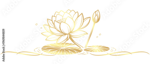 Vector  illustration of a golden lotus for Vesak Day	