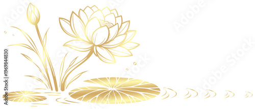 Vector silhouette illustration of a golden lotus for Vesak Day	