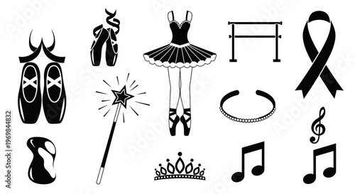 Ballet dancer accessories and symbols.