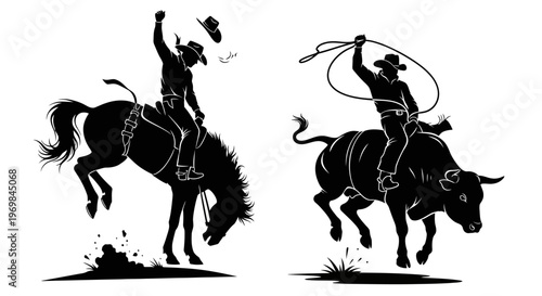 Cowboys Riding Horses with Lassos.