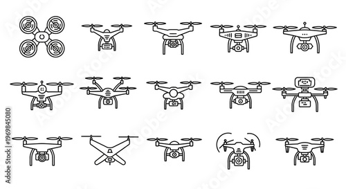 Drone designs and propeller illustrations.