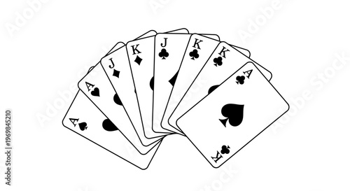 Playing cards in a fan shape.