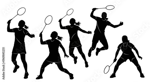 Silhouettes of people playing tennis sport.