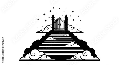 Stairway to heaven gate illustration.