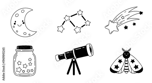 Telescope for stargazing in night.