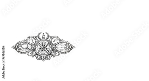 Elaborate Nautical Compass Rose Design Symbolizing Journey, Guidance, and Discovery