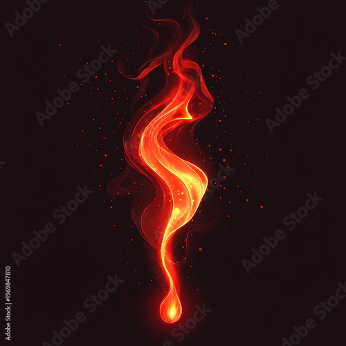 Burning Torch Vector Illustration with Red Flames