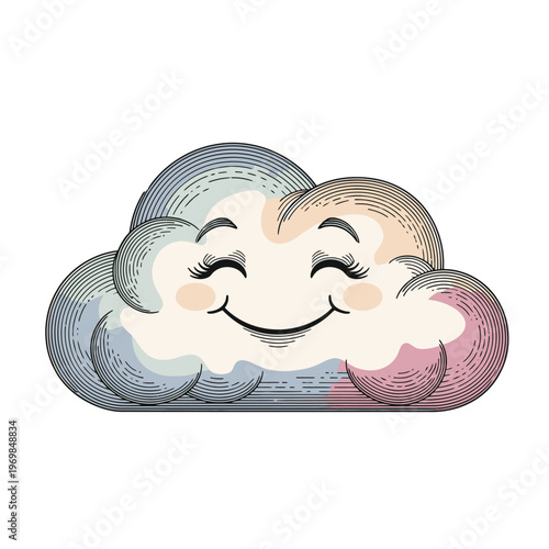 Smiling Cartoon Cloud with Happy Face 3.