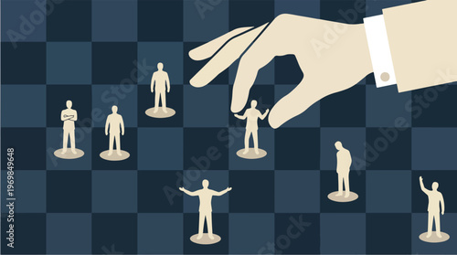 Business Management Strategy Concept with Human Chess Pieces Representing Workforce Planning Resource Allocation and Decision Making Illustration