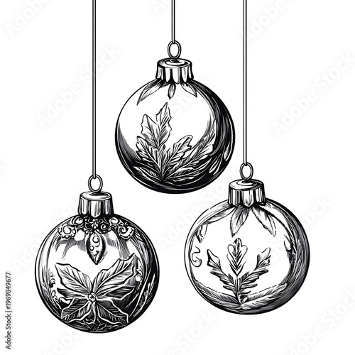 Elegant Vintage Tree Decoration Engraved Style
