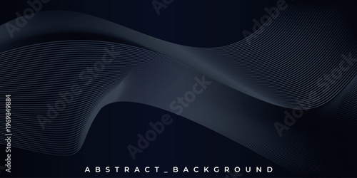 Dark Abstract Background with Smooth 3D Flowing Waves, Deep Blue Gradient and Soft Shadows