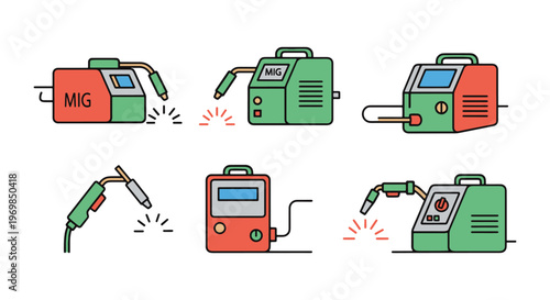 MIG Welder Line art vector modern abstract color shapes