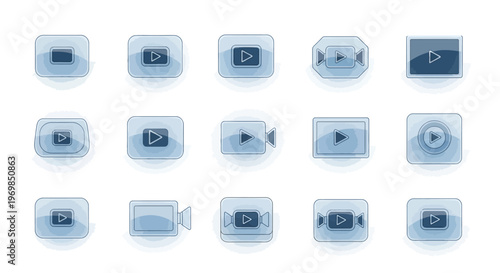 Video player icons set. Multimedia interface symbols
