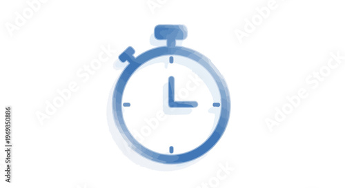 Watercolor Stopwatch Icon: Time Management Concept