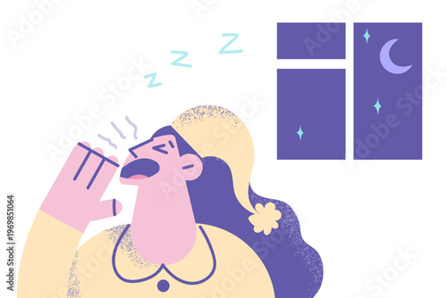 Young woman in pajama suffer from insomnia