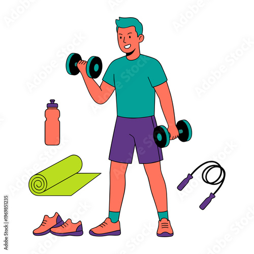 Illustration of Person Exercising in a Simple Way