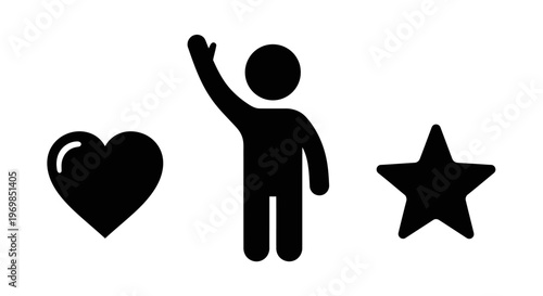 stick figure with heart and star.