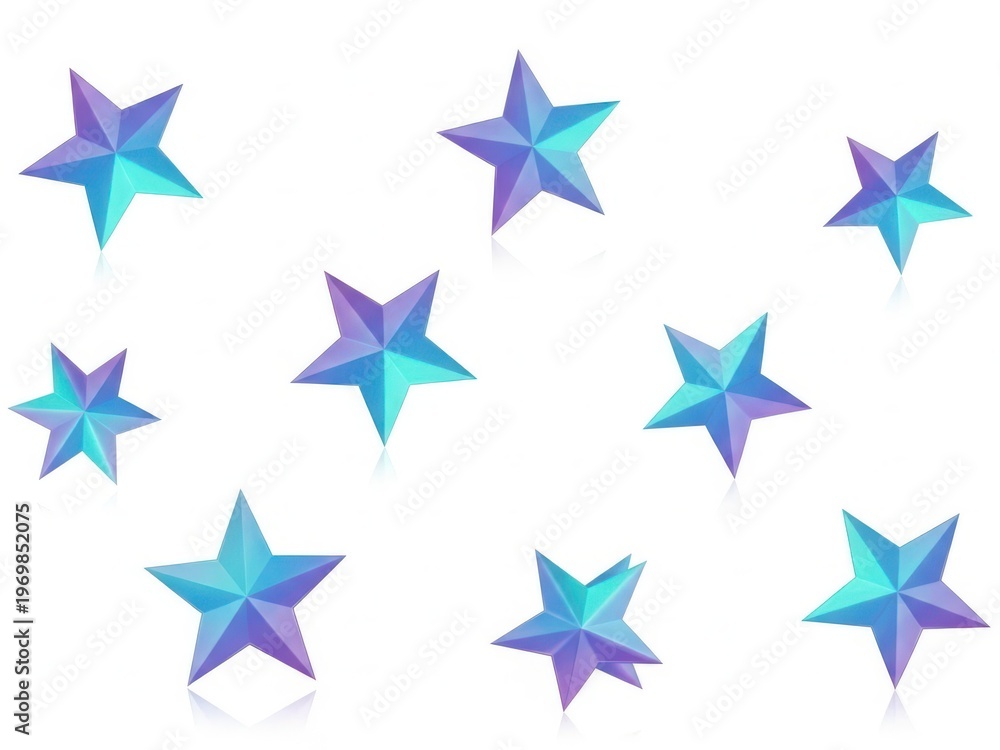 Obraz premium Colorful 3D geometric star shapes collection