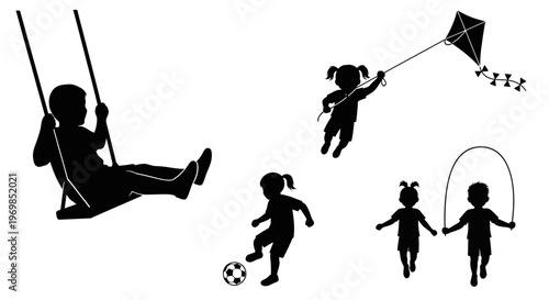 Children playing outside in park recreational activities.