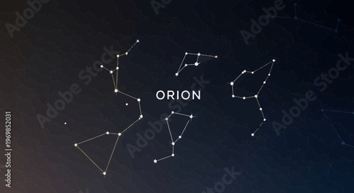 Orion Constellation Map on Abstract Topographic Background