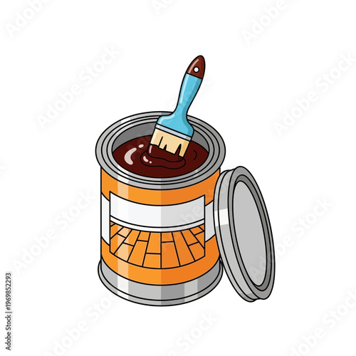 Brown paint in a can.