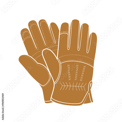 Brown Leather Work Glove Pair.