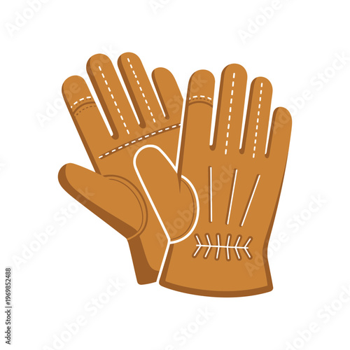 Brown leather work gloves pair.