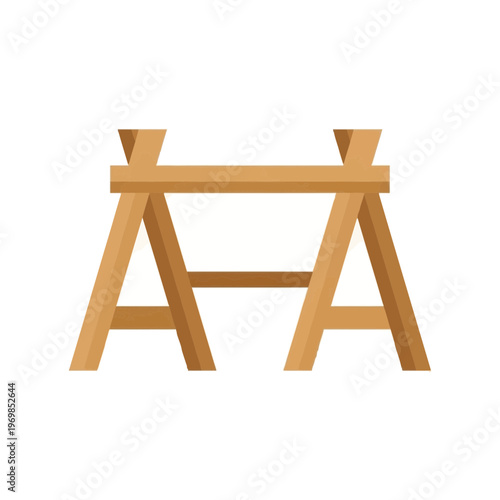 Wooden sawhorses for construction work.