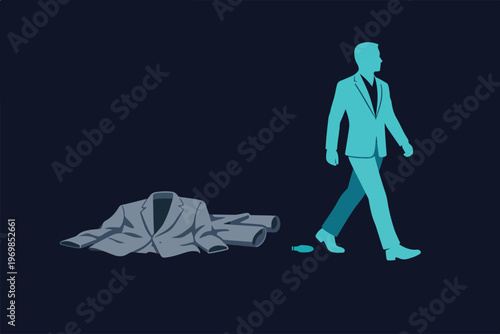 Corporate Rebranding Concept with Businessperson Shedding Old Identity Representing Transformation Renewal and Brand Evolution Illustration