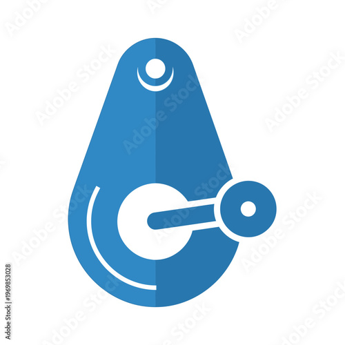 Blue metal hook with circle.