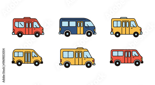 minibus Line art vector set modern minimal shapes