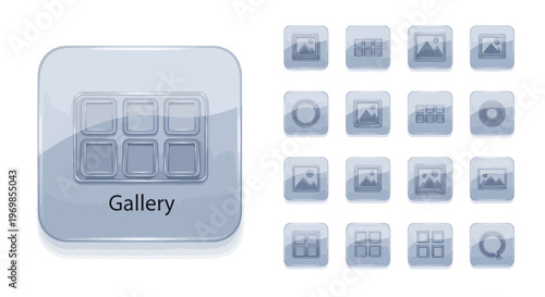 Gallery app icon set, collection of vector buttons
