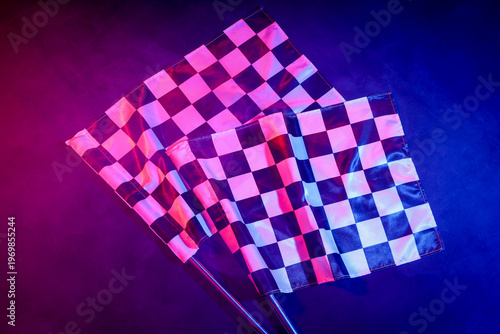 Racing flags and smoke on c...