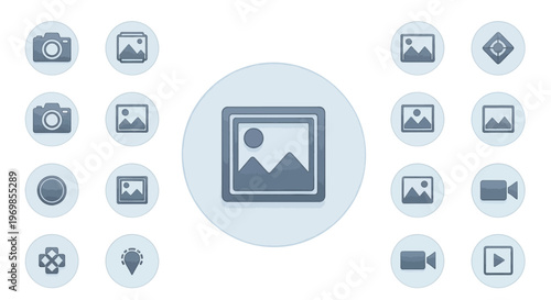 Media icons set. Photo and video camera symbols